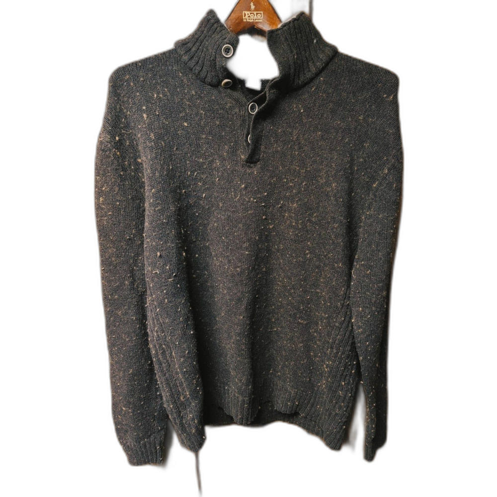 Vintage 2000's GAP speckled brown mock neck sweater lambs wool size L